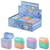 Точилка ERICH KRAUSE "Case Duo Pastel Bloom", 2 отверстия, с контейнером, пластиковая, ассорти, 59989 за 107 ₽. Точилки ручные.  Доставка по РФ. Без переплат!