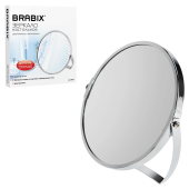 Зеркало настольное BRABIX (БРАБИКС), круглое, диаметр 17 см, двустороннее, с увеличением, рамка из нержавеющей стали, 607421 за 603 ₽. Зеркала.  Доставка по РФ. Без переплат!