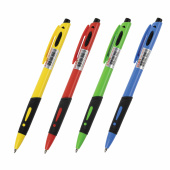 Ручка шариковая автоматическая с грипом STAFF "BP-16 Neon", СИНЯЯ, ассорти, линия письма 0,35 мм, 143750 за 19 ₽. Ручки шариковые автоматические.  Доставка по РФ. Без переплат!