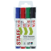 Маркеры стираемые для белой доски, НАБОР 4 ЦВЕТА, STAFF "MANAGER" WBM-300, 3 мм, с клипом, 152637 за 70 ₽. Маркеры для досок.  Доставка по РФ. Без переплат!