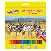 Карандаши цветные ЮНЛАНДИЯ "МИР ЖИВОТНЫХ", 24 цвета, шестигранные, грифель 3 мм, натуральное дерево, 181385 за 131 ₽. Карандаши цветные.  Доставка по РФ. Без переплат!