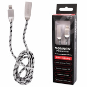 Кабель USB 2.0-Lightning, 1 м, SONNEN Premium, медь, для передачи данных и зарядки, 513126 за 426 ₽. Кабели USB - MicroUSB/Apple/Type-C.  Доставка по РФ. Без переплат!