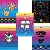 Тетрадь А5, 48 л., HATBER, скоба, клетка, обложка картон, "CrazyColor" (5 видов в спайке), 48Т5В1 за 36 ₽. Тетради 40-48 листов.  Доставка по РФ. Без переплат!