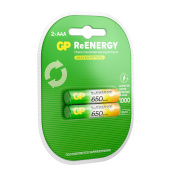 Батарейки аккумуляторные GP ReEnergy Ni-Mh мизинчиковые КОМПЛЕКТ 2 шт., ААА (HR03), 650 mAh, 65AAAHCRGY, 65AAAHCRGY-2CRC за 418 ₽. Аккумуляторные батарейки.  Доставка по РФ. Без переплат!