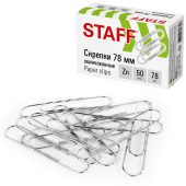 Скрепки большие 78 мм, STAFF, оцинкованные, гофрированные, 50 шт., в картонной коробке, 270449 за 138 ₽. Скрепки канцелярские.  Доставка по РФ. Без переплат!