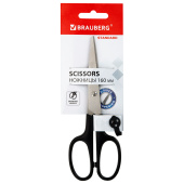 Ножницы BRAUBERG "Standard" 160 мм, черные, классической формы, 2-х сторонняя заточка, 237095 за 70 ₽. Ножницы универсальные.  Доставка по РФ. Без переплат!