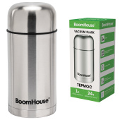 Термос 1 л для еды/напитков с широким горлом, BOOMHOUSE (БУМХАУС) WIDE, нержавеющая сталь SUS304, серебристый, 700320 за 907 ₽. Термосы.  Доставка по РФ. Без переплат!
