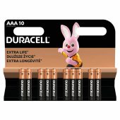 Батарейки КОМПЛЕКТ 10 шт., DURACELL Basic ОРИГИНАЛ, AAA (LR03, 24А), алкалиновые, мизинчиковые за 1 280 ₽. Батарейки.  Доставка по РФ. Без переплат!