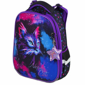 Ранец BRAUBERG PREMIUM, 2 отделения, с брелком, "Neon cat", 38х29х16 см, 271352 за 6 164 ₽. Ранцы для начальной школы.  Доставка по РФ. Без переплат!