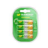 Батарейки аккумуляторные GP ReEnergy Ni-Mh пальчиковые КОМПЛЕКТ 4 шт., АА (HR6), 2600mAh, 270AAHCRGY, 270AAHCRGY-2CRC за 2&nbsp;436 ₽. Аккумуляторные батарейки.  Доставка по РФ. Без переплат!