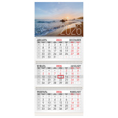 Календарь квартальный на 2026 г., 3 блока, 3 гребня, бегунок, мелованная бумага, BRAUBERG, "Морской пейзаж", 116807 за 118 ₽. Календари настенные.  Доставка по РФ. Без переплат!