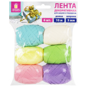 Лента упаковочная декоративная для подарков, глянец, 6 шт., 5 мм х 10 м, цвет ассорти, ЗОЛОТАЯ СКАЗКА, 591830 за 130 ₽. Ленты для упаковки подарков полимерные.  Доставка по РФ. Без переплат!