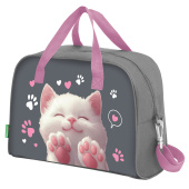 Сумка для занятий BRAUBERG KIDS с ручками, с плечевым ремнем, подкладка, 35x25x15 см, "Кот-мурлыка", 274629 за 602 ₽. Сумки для внешкольных занятий.  Доставка по РФ. Без переплат!