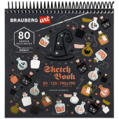 Скетчбук, белая бумага 120 г/м2, 190х190 мм, 80 л., гребень, жёсткая подложка, BRAUBERG ART DEBUT, "Magic", 115067 за 175 ₽. Альбомы, скетчбуки и бумага для графики и эскизов.  Доставка по РФ. Без переплат!