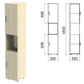 Шкаф полузакрытый "Канц", 350х350х1830 мм, цвет дуб молочный (КОМПЛЕКТ) за 9&nbsp;182 ₽. Набор мебели "Канц Микс".  Доставка по РФ. Без переплат!