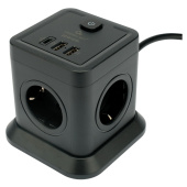 Сетевой фильтр CABLEXPERT Tower, 4 розетки, 10 А, 1 x Type-C PD, 20 Вт, 2 х USB, 2 м, черный, TWR-4-CU2-B-2 за 2 058 ₽. Сетевые фильтры.  Доставка по РФ. Без переплат!