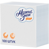 Салфетки бумажные, 100 шт., 24х24 см, МЯГКИЙ ЗНАК, белые, 100% целлюлоза, C4 за 64 ₽. Салфетки столовые.  Доставка по РФ. Без переплат!
