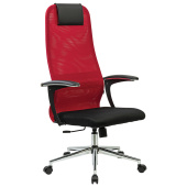 Кресло офисное BRABIX PREMIUM "Ultimate EX-801" хром, плотная двойная сетка Х2, черное/красное, 532921 за 15 028 ₽. Кресла для руководителей. Доставка по РФ. Без переплат!