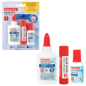 Набор клея BRAUBERG (клей-карандаш PVP 10 г, клей ПВА 45 г, клей ПВА 20 г с кисточкой), блистер, 271978 за 123 ₽. Клей-карандаш.  Доставка по РФ. Без переплат!