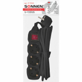 Удлинитель сетевой SONNEN U-133GS, 3 розетки, c заземлением, выключатель, 10 А, 3 м, черный, 513266 за 515 ₽. Удлинители сетевые.  Доставка по РФ. Без переплат!
