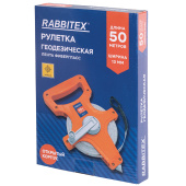 Рулетка геодезическая 50 м х 13 мм, лента фибергласс, открытый корпус, RABBITEX (РАББИТЕКС), 671368 за 305 ₽. Рулетки.  Доставка по РФ. Без переплат!
