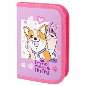 Пенал ПИФАГОР, 1 отделение, полиэстер, 19х13 см, "Fluffy akita", 272284 за 184 ₽. Пеналы каркасные.  Доставка по РФ. Без переплат!
