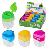 Точилка BRAUBERG KIDS "MAXI", 2 отверстия, с большим контейнером, трехгранный корпус, цвета ассорти, 271945 за 91 ₽. Точилки ручные.  Доставка по РФ. Без переплат!