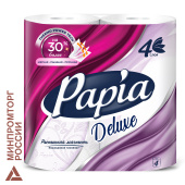 Бумага туалетная быт., спайка 4 шт., 4-слойная (4х16 м), PAPIA DELUXE, белая, 5080736 за 191 ₽. Туалетная бумага офисно-бытовая.  Доставка по РФ. Без переплат!