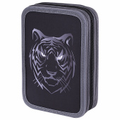 Пенал BRAUBERG, 3 отделения, полиэстер, 21х14 см, "Tiger", 271551 за 738 ₽. Пеналы каркасные.  Доставка по РФ. Без переплат!