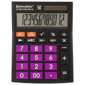 Калькулятор настольный BRAUBERG ULTRA COLOR-12-BKPR (192x143 мм), 12 разрядов, двойное питание, ЧЕРНО-ФИОЛЕТОВЫЙ, 250501 за 972 ₽. Калькуляторы настольные.  Доставка по РФ. Без переплат!