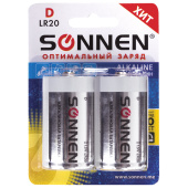 Батарейки КОМПЛЕКТ 2 шт, SONNEN Alkaline, D (LR20, 13А), алкалиновые, в блистере, 451091 за 270 ₽. Батарейки.  Доставка по РФ. Без переплат!