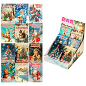 Открытка новогодняя (1 шт.), 7х10 см, "Ретро", картон, ассорти 12 дизайнов, ЗОЛОТАЯ СКАЗКА, 592582 за 10 ₽. Новогодние аксессуары.  Доставка по РФ. Без переплат!