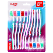 Зубная щетка средней жесткости, КОМПЛЕКТ 10 шт., LAIMA DENT, 609311 за 201 ₽. Зубные щетки.  Доставка по РФ. Без переплат!