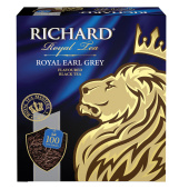 Чай RICHARD "Royal Earl Grey" черный цейлонский с бергамотом, 100 пакетиков по 2 г, 610250 за 440 ₽. Чай пакетированный.  Доставка по РФ. Без переплат!