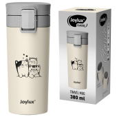 Термокружка 380 мл JOYLUX (ДЖОЙЛЮКС) CLASSIC CAT, нержавеющая сталь SUS304, бежевый с принтом, 700272 за 686 ₽. Термокружки.  Доставка по РФ. Без переплат!