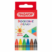 Восковые мелки ПИФАГОР "СОЛНЫШКО", НАБОР 6 цветов, 227278 за 28 ₽. Мелки восковые.  Доставка по РФ. Без переплат!
