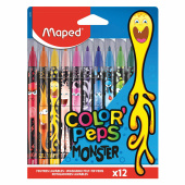 Фломастеры MAPED "COLOR PEP'S Monster", 12 цветов, смываемые, вентилируемый колпачок, 845400 за 386 ₽. Фломастеры классические.  Доставка по РФ. Без переплат!