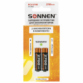 Зарядное устройство с аккумуляторами 2 шт. AA (HR6), 2700 mAh, SONNEN BC2, в блистере, 454239 за 613 ₽. Зарядные устройства.  Доставка по РФ. Без переплат!