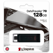 Флеш-диск 128 GB KINGSTON DataTraveler 70, разъем Type-C 3.2, черный, DT70/128GB за 1 314 ₽. Флеш-диски USB.  Доставка по РФ. Без переплат!