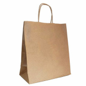 Крафт-пакет бумажный 22х12х25 см, крученые ручки, плотность 90 г/м2 за 10 ₽. Пакеты бумажные.  Доставка по РФ. Без переплат!