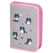 Пенал BRAUBERG, 1 отделение, полиэстер, 21х14 см, "Cat patches", 272327 за 295 ₽. Пеналы каркасные.  Доставка по РФ. Без переплат!