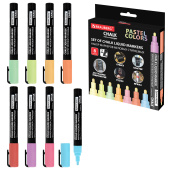 Маркеры меловые CHALK LIQUID MARKER, ПАСТЕЛЬ, НАБОР 8 ЦВЕТОВ, 3 мм, стираемые, BRAUBERG "CHALK", 152598 за 670 ₽. Маркеры меловые.  Доставка по РФ. Без переплат!