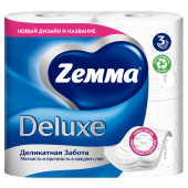 Бумага туалетная 3-слойная, 4 рулона (4х18 м), белая, ZEMMA/ZEWA Deluxe, 32281 за 219 ₽. Туалетная бумага офисно-бытовая.  Доставка по РФ. Без переплат!
