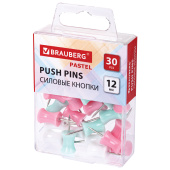 Силовые кнопки-гвоздики BRAUBERG PASTEL, пастельные цвета, 30 штук, 12 мм, 272756 за 82 ₽. Кнопки канцелярские.  Доставка по РФ. Без переплат!