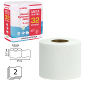 Бумага туалетная 2-х слойная, Mega Pack (32 рулона по 15 метров), LAIMA LUXE, 100% целлюлоза, 115398, 5087443 за 700 ₽. Туалетная бумага офисно-бытовая.  Доставка по РФ. Без переплат!