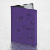 Обложка для паспорта STAFF, бархатный полиуретан, "Бабочки", фиолетовая, 237618 за 121 ₽. Обложки для паспорта.  Доставка по РФ. Без переплат!