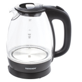 Чайник SONNEN KT-1786, 1,7 л, 2200 Вт, закрытый нагревательный элемент, стекло, 453422 за 2 167 ₽. Чайники.  Доставка по РФ. Без переплат!