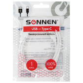 Кабель USB2.0 – Type-C, 1 м, SONNEN, медь, для передачи данных и зарядки, белый, 513558 за 146 ₽. Кабели USB - MicroUSB/Apple/Type-C.  Доставка по РФ. Без переплат!