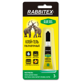 Клей-гель секундный суперклей УЛЬТРАПРОЧНЫЙ, блистер, 3 грамма, RABBITEX (РАББИТЕКС) "ДВА СЛОНА", 609812 за 25 ₽. Клей специальный.  Доставка по РФ. Без переплат!
