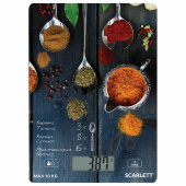 Весы кухонные SCARLETT SC-KS57P68, электронный дисплей, max вес 10 кг, тарокомпенсация, стекло за 749 ₽. Весы кухонные.  Доставка по РФ. Без переплат!